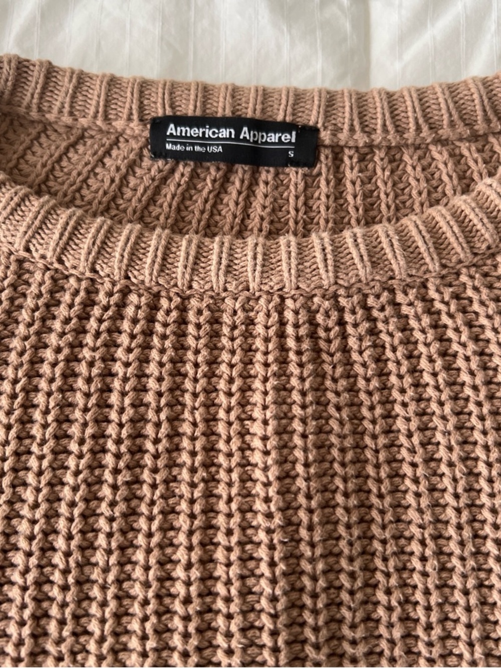American Apparel Chunky Ribbed Knit Sweater in Dusty Pink